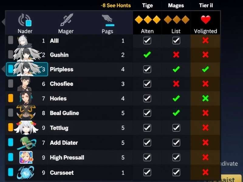 Genshin Impact Tier List Maker Interface showing character rankings