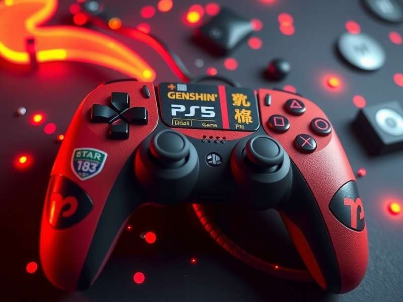 PS5 DualSense controller running Genshin Impact on a 4K TV