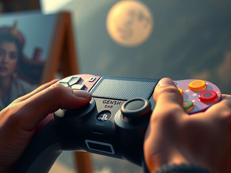 PS5 gaming setup with Genshin Impact on a large screen television