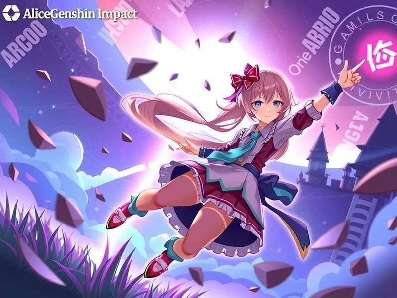 Fantasy landscape with magical elements representing Alice's adventures in Genshin Impact