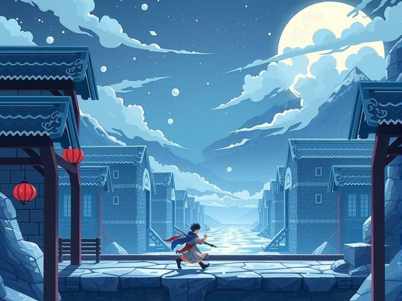 Fantasy landscape with floating islands and ancient architecture, reminiscent of Genshin Impact's world of Teyvat