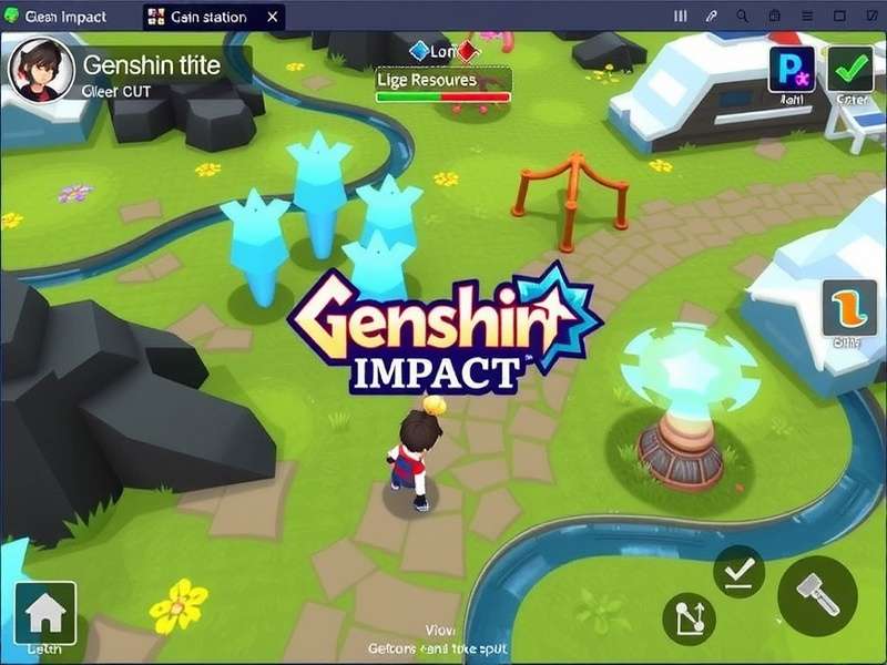 Genshin Impact Teyvat landscape with characters Paimon and Traveller