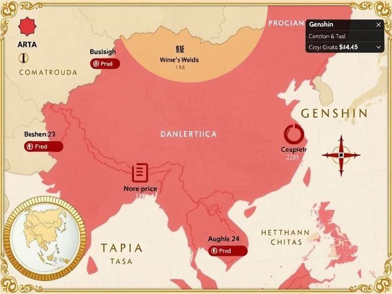 Genshin Impact Interactive Map showing Teyvat with markers for resources and secrets