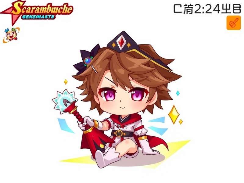 Official chibi artwork of Scaramouche from Genshin Impact looking cute and pouty